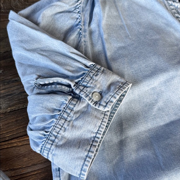 Gap chambray poof sleeved midi dress with pockets eUC size L - Picture 12 of 12